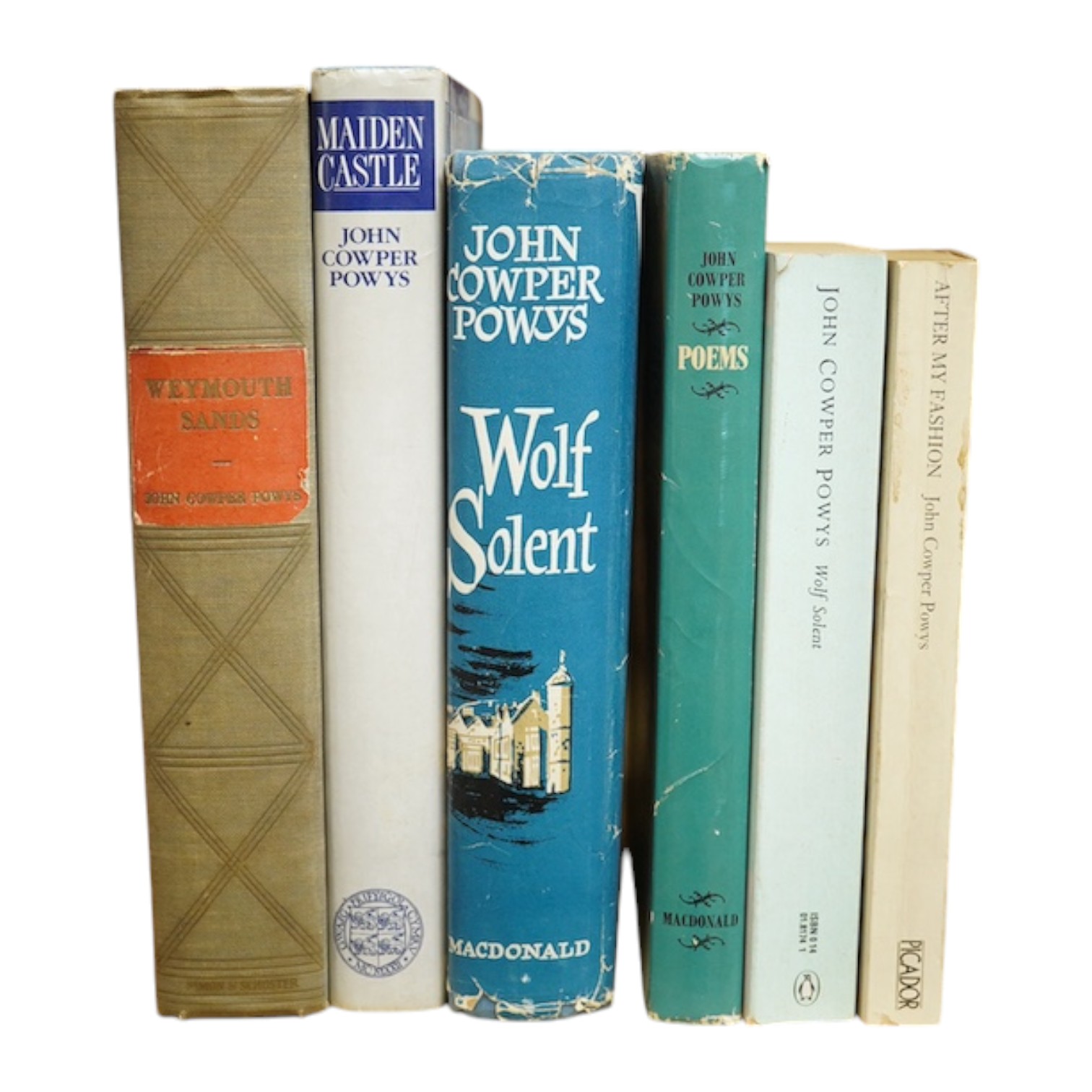 Powys, John Cowper - Weymouth Sands ... 1st US. edition, half title; orig. cloth, blind decorated spine with red label. New York: Simon and Schuster, 1934; Powys, John Cowper - Maiden Castle. 1st full authoritative editi